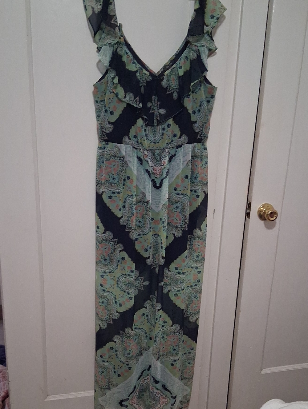 Lily Rose Navy Maxi Dress with Mint and Coral Paisley